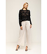 Черен ажурен дамски пуловер-3 снимка
