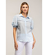Светлосиня дамска памучна риза-0 снимка