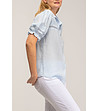 Светлосиня дамска памучна риза-2 снимка
