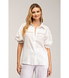 Бяла дамска памучна риза-0 снимка