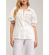 Бяла дамска памучна риза-2 снимка