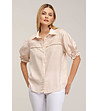 Дамска памучна риза в цвят пудра-0 снимка