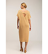 Оversize рокля от фино плетиво в цвят камел-1 снимка