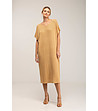 Оversize рокля от фино плетиво в цвят камел-3 снимка