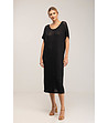 Черна оversize рокля от фино плетиво-2 снимка