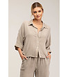 Бежова памучна дамска риза-0 снимка