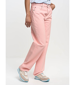 Розови памучни дамски широки дънки Meg снимка