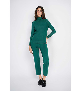 Комплект от фино плетиво с кашмир в тъмнозелено Izera снимка