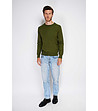 Зелен мъжки пуловер с коприна и кашмир-1 снимка