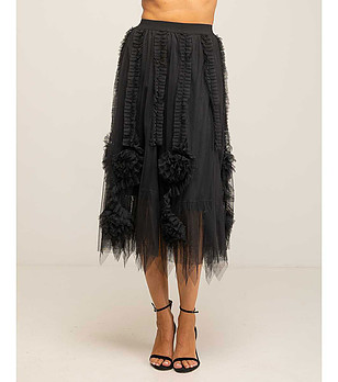 Ефектна черна пола от тюл снимка