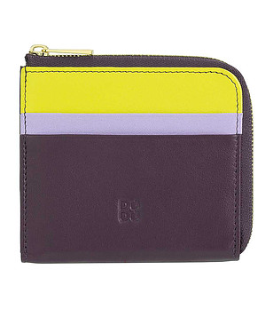 Кожен портфейл в цвят патладжан и лайм Lombok снимка