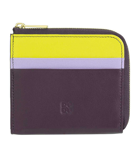 Кожен портфейл в цвят патладжан и лайм Lombok снимка