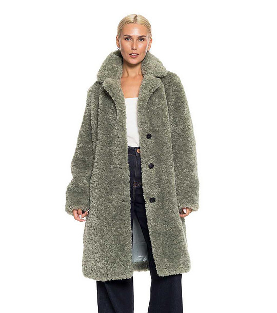 Дълго дамско пухено яке в зелено снимка