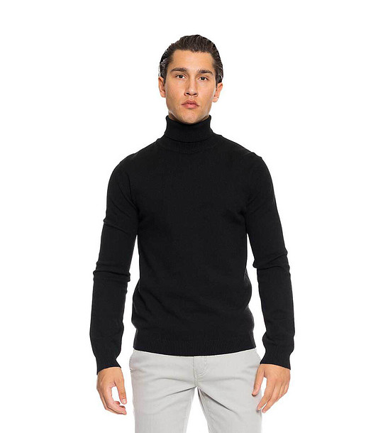 Черен мъжки пуловер с поло яка Frank снимка