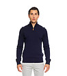 Мъжки пуловер с поло яка в тъмносин цвят Hans-0 снимка
