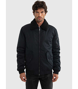 Мъжко черно яке DEKSEB с памук снимка