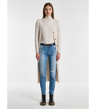 Бежова дълга дамска жилетка Neka снимка