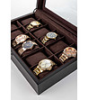 Тъмнокафява дървена кутия за часовници с прозрачен капак Palermo-4 снимка