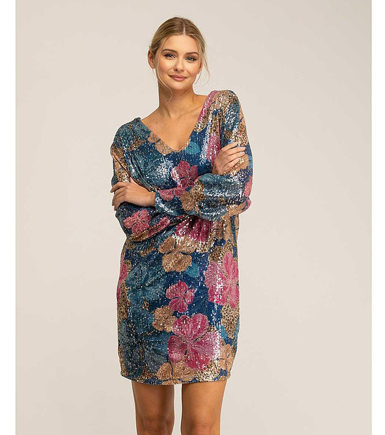 Вечерна многоцветна рокля с пайети Kalina снимка