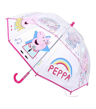 Детски прозрачен чадър с принт Peppa pig снимка
