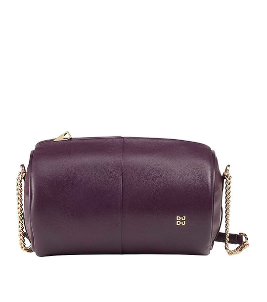 Кожена дамска чанта в цвят бургунд Abigail снимка