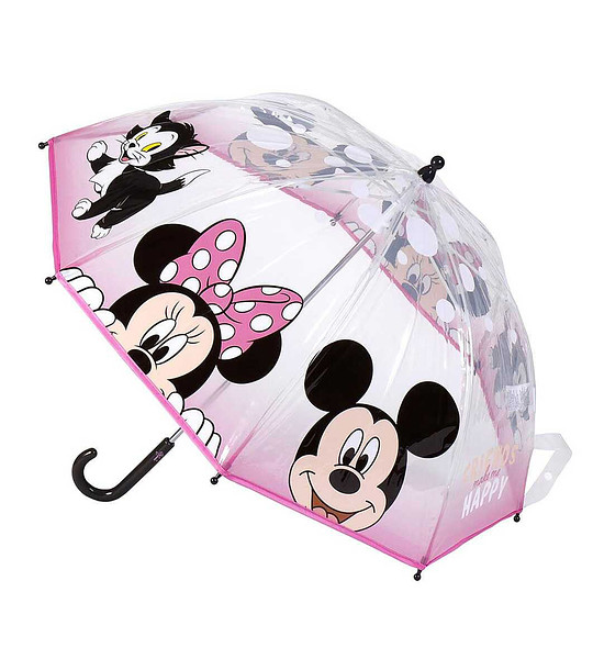 Детски прозрачен чадър с принт в розово и черно Minnie Mouse снимка