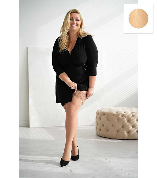 Дълги чорапи в цвят висон за макси дами Nina Plus 15 den размер 5-6 снимка
