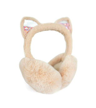 Бежови пухкави ушанки Glitter Kitty снимка
