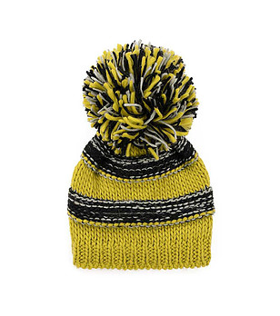 Unisex зимна шапка в цвят горчица и черно снимка