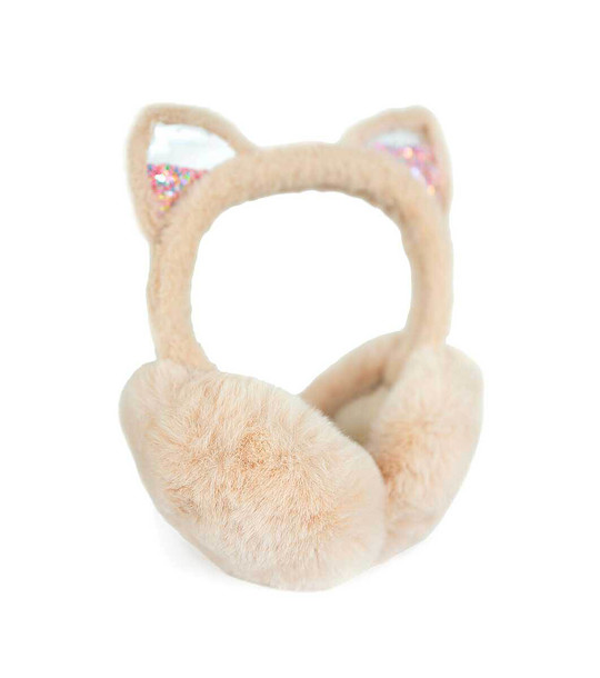 Бежови пухкави ушанки Glitter Kitty снимка