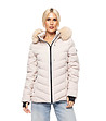 Бежово дамско яке с качулка с пух Inna-0 снимка