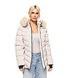 Бежово дамско яке с качулка с пух Inna-1 снимка