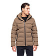 Мъжко зимно яке в тъмнобежово от промазан плат Aron-0 снимка
