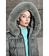 Зелено дамско зимно яке с качулка с пух Fofa-1 снимка
