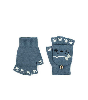 Детски ръкавици Warm Kittens в синьо снимка