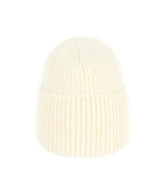 Класическа unisex зимна шапка в екрю с ангора снимка
