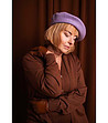Лилава unisex вълнена барета-2 снимка