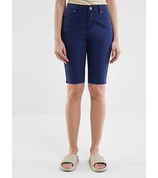 Тъмносин дамски памучен 3/4 панталон Shira снимка