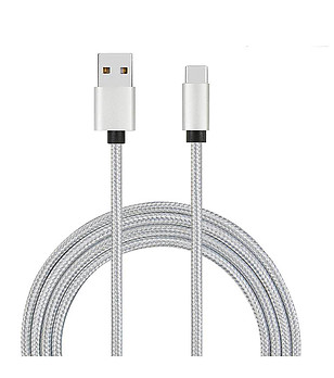 Сребрист кабел за зареждане USB-C A снимка