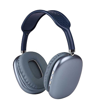Сини  bluetooth слушалки с миди снимка