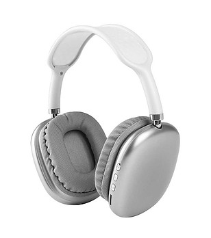 Сребристи bluetooth слушалки с миди снимка