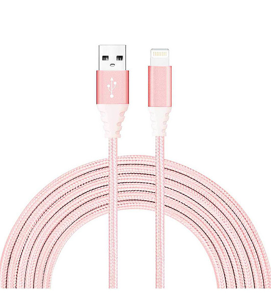 Розов USB Lightning кабел за iPhone дължина 2м снимка