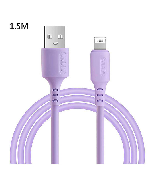 Лилав USB кабел за бързо зареждане за iPhone 1,50 м снимка