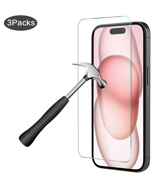 Комплект от 3 защитни протектора за iPhone 15 снимка