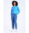 Дамски 7/8 дънки Mom fit в син нюанс-0 снимка