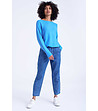 Дамски 7/8 дънки Mom fit в син нюанс-2 снимка