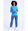 Дамски 7/8 дънки Mom fit в син нюанс-3 снимка