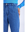 Дамски 7/8 дънки Mom fit в син нюанс-4 снимка