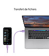 Лилав USB кабел за бързо зареждане за iPhone 1,50 м-1 снимка