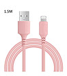 Розов USB кабел за бързо зареждане за iPhone 1,50 м-0 снимка